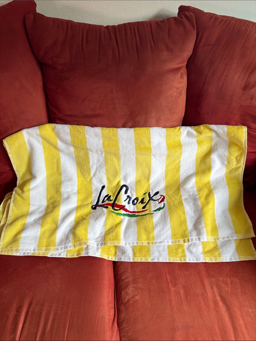 LaCroix Yellow & White Striped Beach Towel